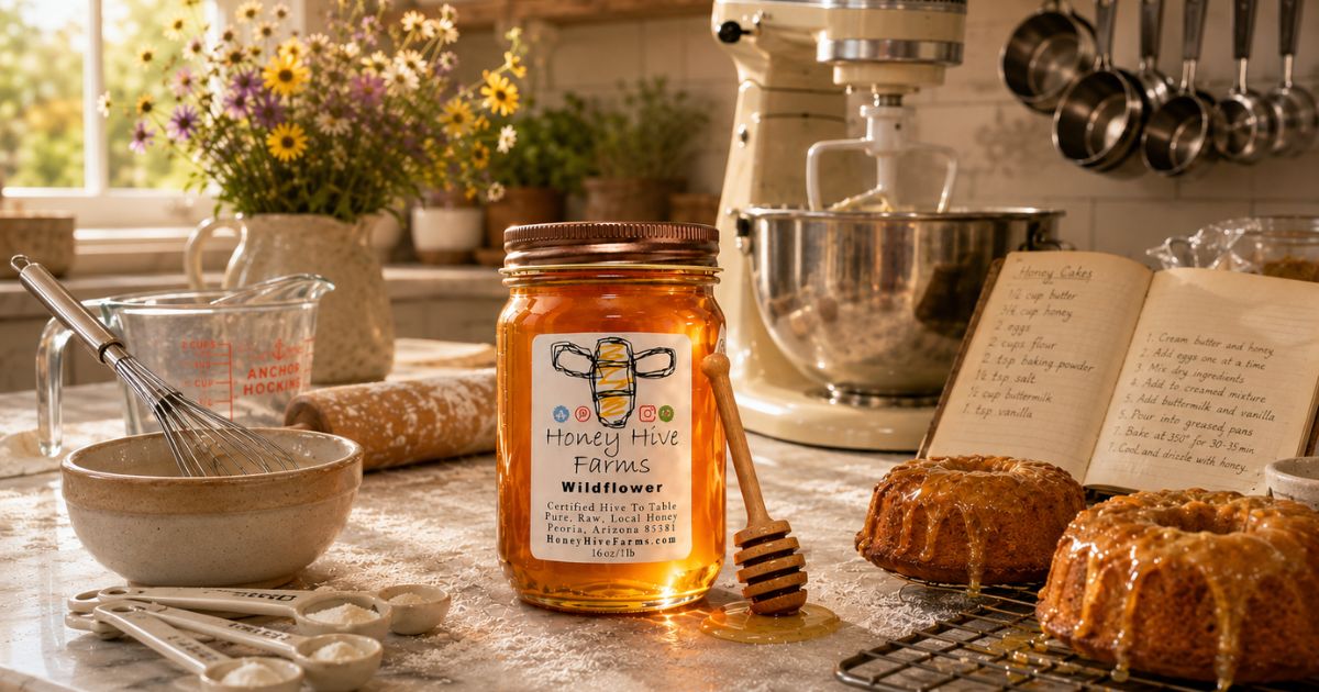 Baking with real honey. Replace your white sugar and be healthy.